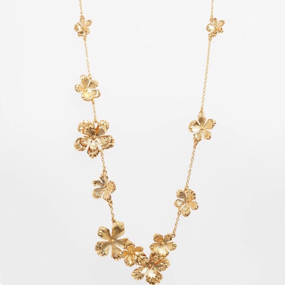 New J. Crew Pansy Garland gold necklace